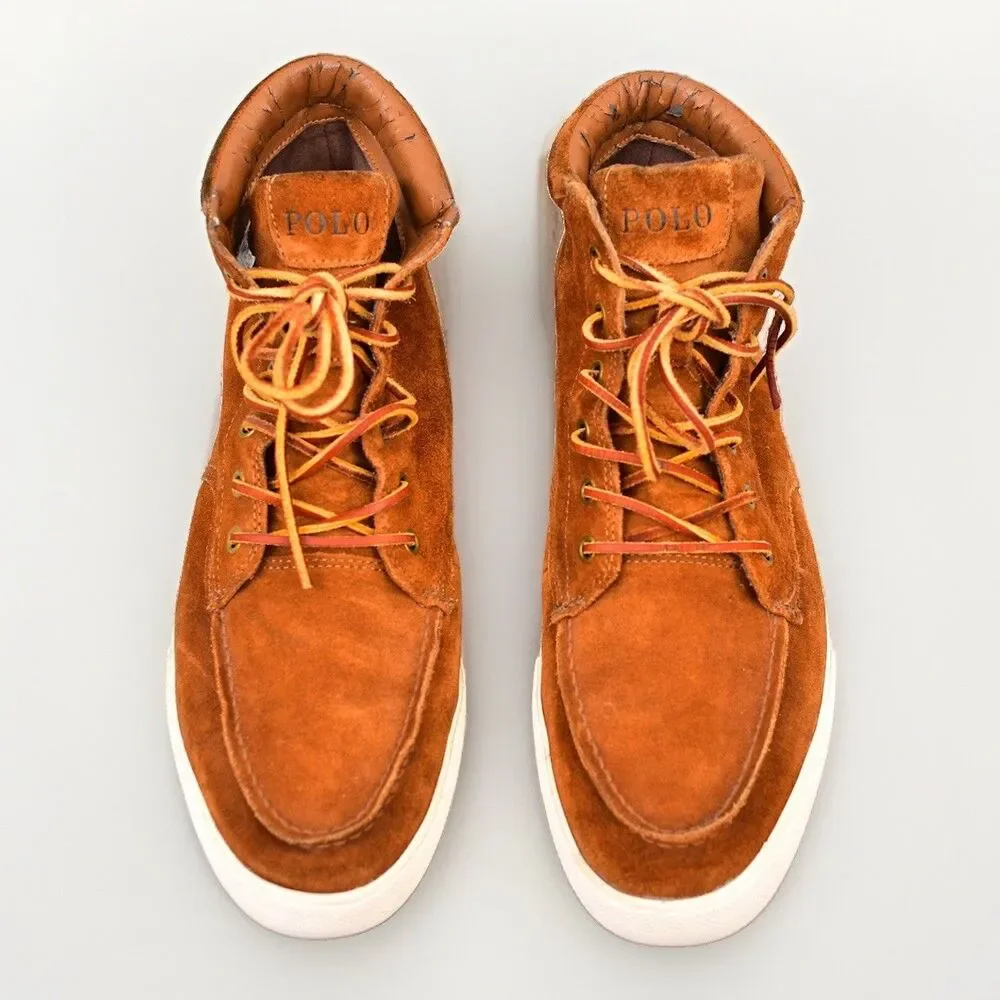 Polo Ralph Lauren Tedd Chukka Boots Leather Mens 10.5 Brown Casual Hi Lace Shoe